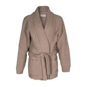 Herre Cardigan. Ull Belte. Merino Detalj. Tung Strikk. Laget i Italia