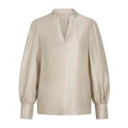 Elegant Bluse med Rynkede Ermer