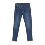 Indigo Blue Denim Jeans Tapered Leg