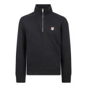 Svart Fox Head Patch Half Zip Genser