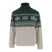 Fleece Sweatshirt med Geometrisk Mønster og Høy Krage