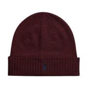 Burgunder Polo Ralph Lauren Signature Pony Wool Beanie Lue