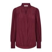 Elegant V-hals Bluse Burgunder