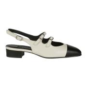 Sort Dobbel Stropp Slingback Sko