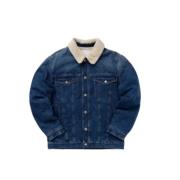 Indigo Denim Shearling Krage Jakke