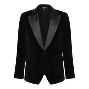 Svart Fløyel Blazer Elegant Herrejakke