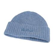 Blå Strikket Unisex Beanie Lue