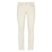 Ivory Bomull Jeans med Broderi