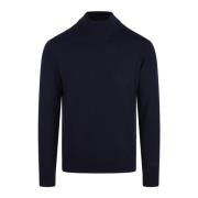 Marineblå Ull Turtleneck Sweater