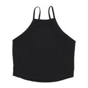 Ribbet Tank Top Svart/Hvit