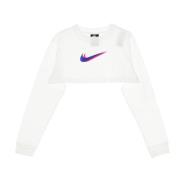 Kortermet Crop Top med Swoosh Print