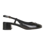 Svart Cap-Toe Slingback Sko