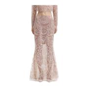 Paljett Paisley Maxi Skjørt i Nude