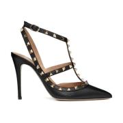 Svarte Rockstud Pumps med Gullaksenter