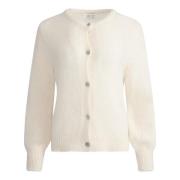 Mohair Blanding Hvit Cardigan