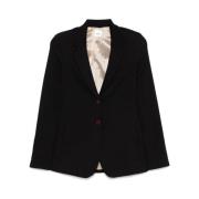 Svart Bomullsblandet Twill Blazer