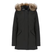 Sort Tech Fabric Parka med Pels