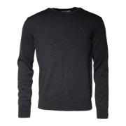 Mørk Grå Ull Crew Neck Sweater