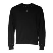 Svart Logo Studded Pullover Sweatshirt