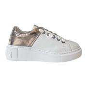 Hvit Skinn Sneaker Gunmetal Innsats