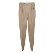 Beige Stretch Bomullsbukser med Lommer