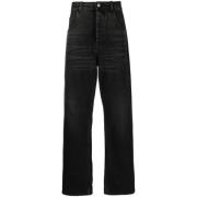 Sorte Bomull Straight-Leg Jeans