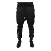 Sort Polyester Jogger Sweatpants med Snøring