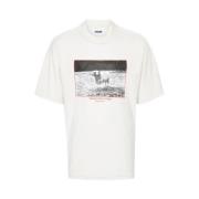 Grafisk Print T-skjorte med Crew Neck