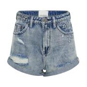 Høytlivs denim shorts med nagler