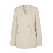 Asymmetrisk Knappet Blazer med Splitt