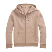 Beige Double-Knit Full-Zip Hoodie Skjorte