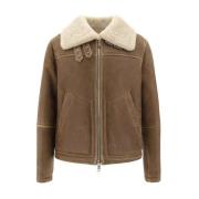 Shearling Lambskin Jacket med Dobbel Glidelås