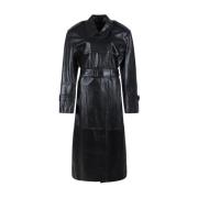 Svart skinn trenchcoat