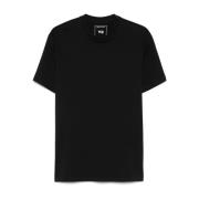 Svart Logo Print Crew Neck T-skjorte