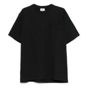 Svart Crew Neck Logo Patch T-skjorte