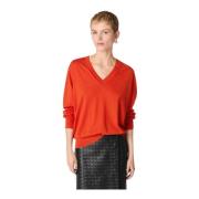 Luksus Cashmere V-Neck Sweater Oransje