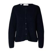 Blå Selected Femme Slfsia Ras O-Neck Cardigan Cardigan