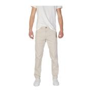 Beige Bomullsblanding Regular Fit Bukser