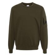 Grønn Crewneck Sweatshirt med Linse Lomme