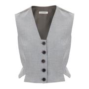 Slim Fit Herringbone Vest med Splitt