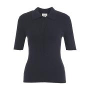 Blå Cashmere Blend Polo Tee