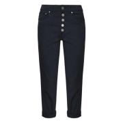 Sorte Loose Fit Jeans med Juvelknapp