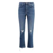 Cropped Skinny Jeans med Metall Detaljer