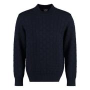 Ribbet crew-neck ullgenser