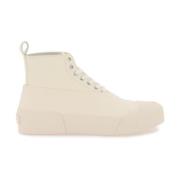 Lær High-Top Sneakers med Semsket Panel