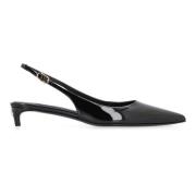 Spisse Tå Lær Slingback Pumps