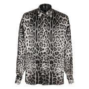 Silkeskjorte med Leopardmotiv