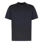 Ribbet crew-neck bomull T-skjorte