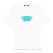 Hvit Crew Neck T-skjorte Print Italia