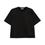 Svart Brodert Logo Crew Neck T-skjorte